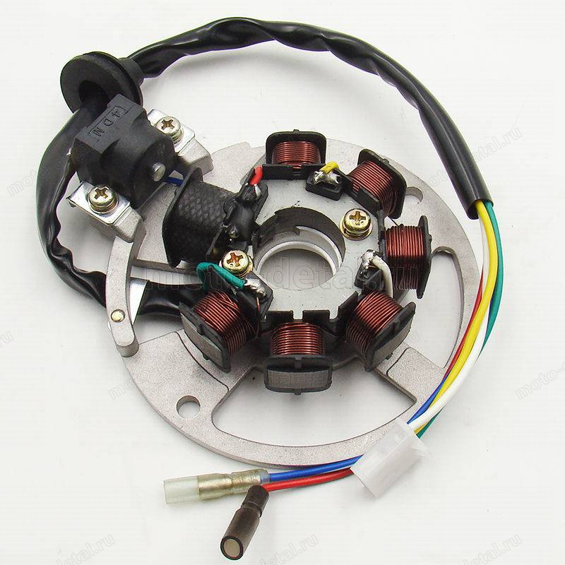 098-1 Статор генератора YAMAHA (3KJ) (6+1 обм., фишка 3 конт.+2провода) с основанием; JOG50, 2T кит. 1E40QMB, 1E50QMB 00002160 — фото 3