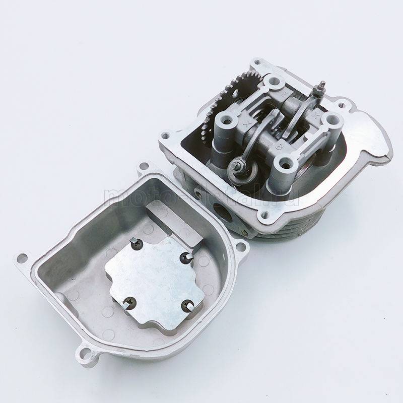 skuter-4t-003-1 Головка цилиндра в сборе 4T 80cc 139QMB 47,00мм; GY6-80 НИЗКАЯ (клапана L-64мм, р/вал, коромысла, крышка) — фото 3