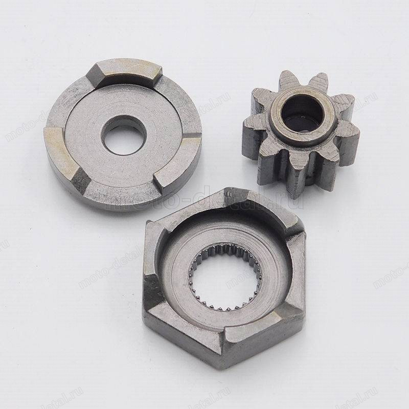 skuter-2T-029-1 Храповик кикстартера Suzuki AD50 (шнстерня + зубчатки пускового механизма) 05927 — фото 3